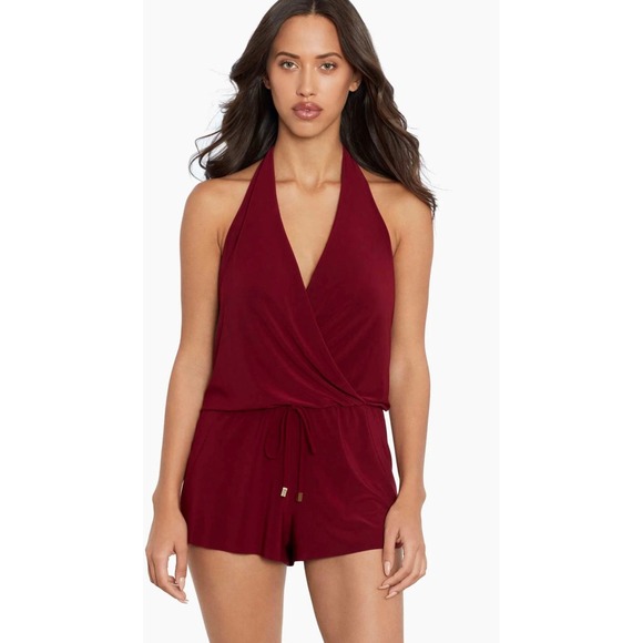 Magicsuit Other - Magicsuit Miraclesuit Bianca Burgundy Halter Romper Swimsuit Slimming Control 14